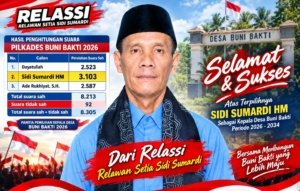 Sidi Sumardi Raih Suara Terbanyak, Relassi Sampaikan Ucapan Selamat atas Terpilihnya sebagai Kepala Desa Buni Bakti